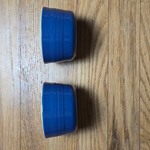 Le Creuset blue stoneware ribbed ramekins